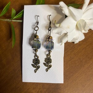 Vintage Rose Charm Earrings
