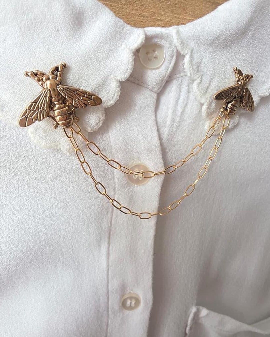 ビーカラーチェーンブローチ - シルバー＆ゴールドのヴィンテージ