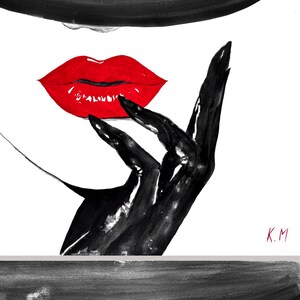 Dittico: Dual Red Temptation, Kristina Mallen | Dipinti ad acquerello originali e unici su carta | Opera d'arte unica nel suo genere