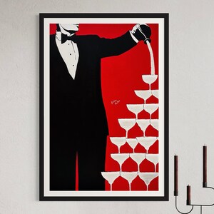 Champagne da un gentiluomo, Kristina Mallen (stampa giclée del dipinto originale su carta Fine Art Premium Luster, firmata a mano dall'artista)