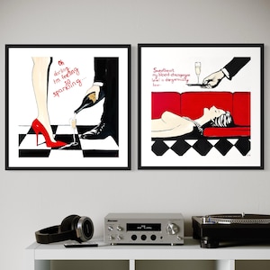 Dittico: Urgent Champagne, Kristina Mallen (stampe Giclée di dipinti originali su carta Fine Art Premium Luster, firmate a mano dall'artista)