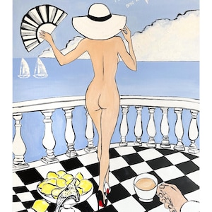 Beatitudine mattutina sulla Costiera Amalfitana, Kristina Mallen (stampa Giclée del dipinto originale su carta Fine Art Premium Luster, firmata a mano dall'artista)