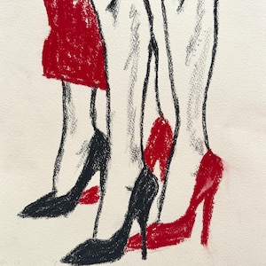Passi di seduzione, Kristina Mallen | Disegno originale a carboncino su carta | Opera d'arte unica nel suo genere