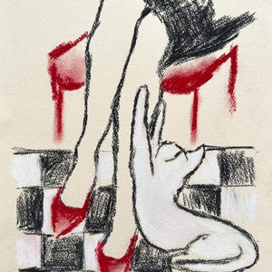 Una richiesta gentile, Kristina Mallen | Disegno originale a carboncino e pastello su carta | Opera d'arte unica nel suo genere