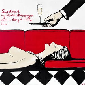 Sangue - Livello Champagne, Kristina Mallen | Dipinto originale unico in acrilico e olio su tela | Opera d'arte unica nel suo genere