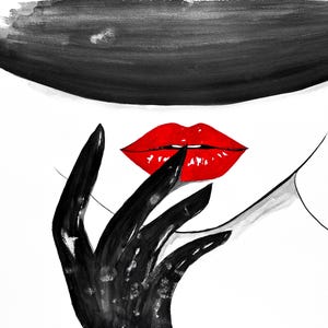 Mistero rosso, Kristina Mallen | Dipinto ad acquerello originale e unico su carta | Opera d'arte unica nel suo genere