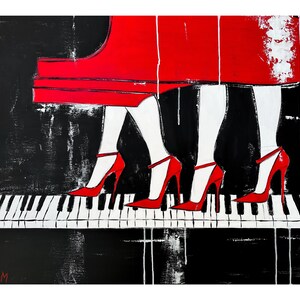 Sinfonia di tacchi alti rossi, Kristina Mallen (stampa giclée di dipinti originali su carta Fine Art Premium Luster, firmata a mano dall'artista)