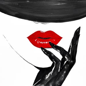Tentazione rossa, Kristina Mallen | Dipinto ad acquerello originale e unico su carta | Opera d'arte unica nel suo genere