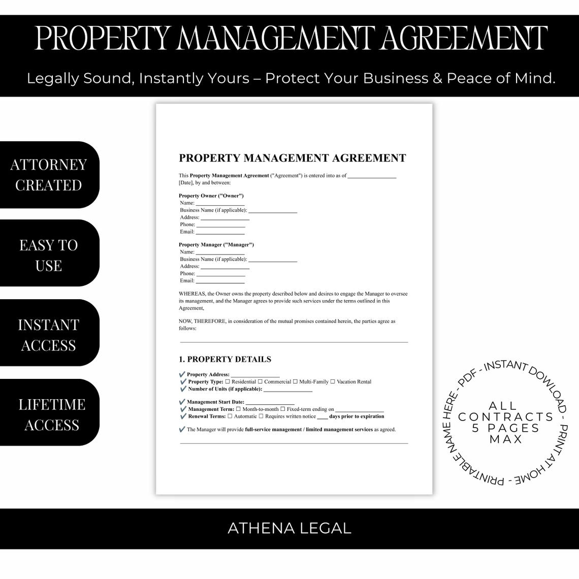 Property Management Contract Template | Attorney-written Editable ...