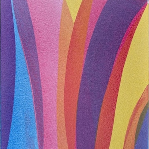 Dipinto acrilico astratto su carta A4, 19,5*17 cm Arte murale minimalista moderna, rosa, blu, arancione, giallo Decorazione per la casa, piccola opera d'arte originale