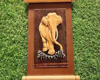 Single Elephant Wooden Wall Art – Handcrafted 8x14 Inch Decor, Rustic Wildlife Wall Hanging, Nature-Inspired Home Accent