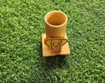 Personalized Bamboo Wooden Pen Holder – Custom Engraved 4x6 Inch Desk Organizer, Eco-Friendly Office Gift
