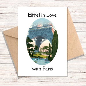 Tarjeta de San Valentín, Tarjeta de felicitación, Tarjeta digital, Tarjeta imprimible, Descarga instantánea, Tarjeta de amor para él y para ella Tarjeta de relleno Torre enamorada de París