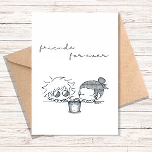 Carte de Saint-Valentin, carte de voeux, carte numérique, carte imprimable, téléchargement immédiat, carte d'amour pour elle et lui, carte d'amis Gojo et Geto pour toujours