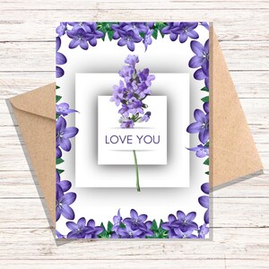 Tarjeta de San Valentín, tarjeta de felicitación, tarjeta digital, tarjeta imprimible, descarga instantánea, tarjeta de amor para él y para ella, hermosa y elegante tarjeta de flores.