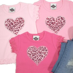 Valentine's T-Shirt for Infant, Toddler and Big Girls, Animal Print Leopard Heart Shirt with Rhinestones image 4