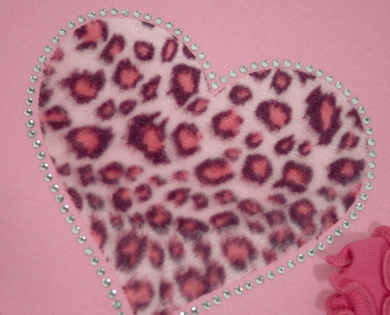 Valentine's T-Shirt for Infant, Toddler and Big Girls, Animal Print Leopard Heart Shirt with Rhinestones image 8