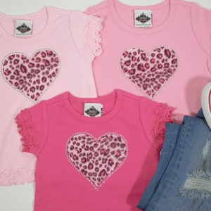 Valentine's T-Shirt for Infant, Toddler and Big Girls, Animal Print Leopard Heart Shirt with Rhinestones image 10