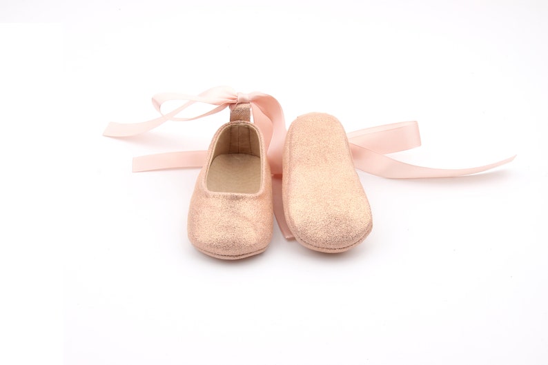 Baby Girl Ballerina Shoes Rose Gold Baby Shoes Baby Girl Etsy