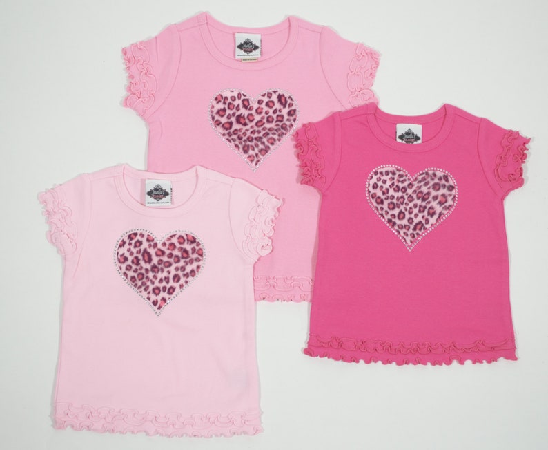 Valentine's T-Shirt for Infant, Toddler and Big Girls, Animal Print Leopard Heart Shirt with Rhinestones image 5