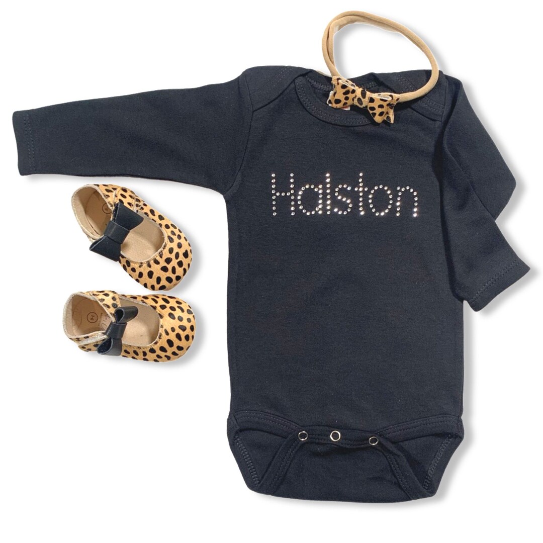 Personalized Bodysuit for Baby Girl Custom Name in Rhinestones for Baby
