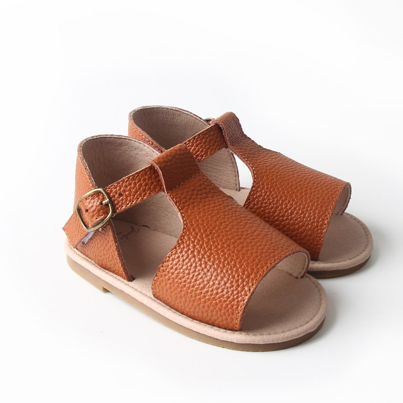 Unisex Baby Infant Toddler Sandals Genuine Leather Sandals for Girls and Boys, Soft and Hard Sole Sandals, Vintage Style, Adjustable Straps image 3