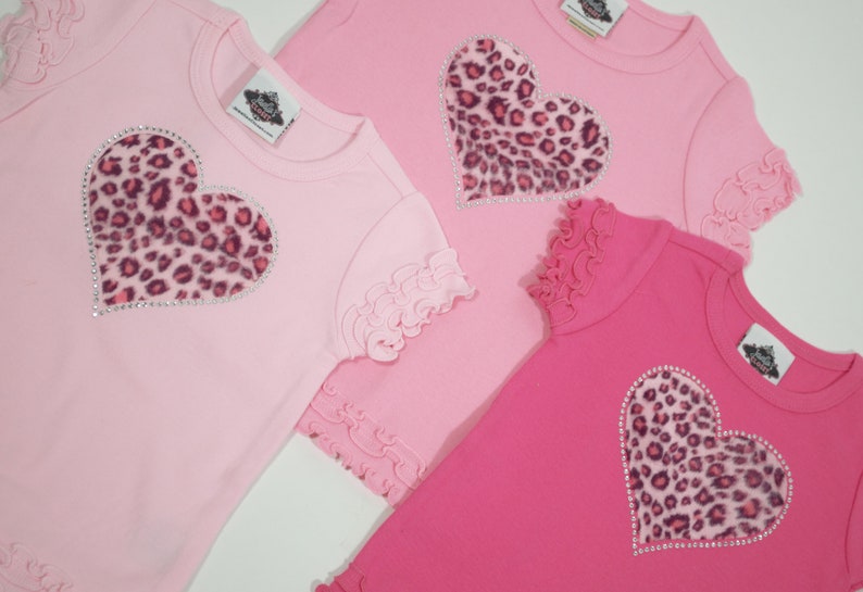 Valentine's T-Shirt for Infant, Toddler and Big Girls, Animal Print Leopard Heart Shirt with Rhinestones image 7