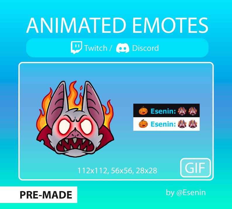 Twitch Animated Emote: Halloween Dracula Bat on Fire (GIF Digital ...