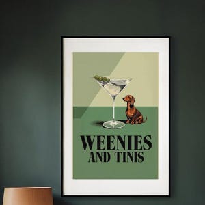Digital Dachshund and Martini Art Print - Weenies and Tinis Instant Download