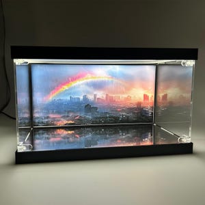 Personalized LED Acrylic Display Case Custom UV Printed Display box for Decorative Collectibles Showcase Figure Model storage