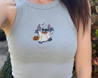 Broderad Disney Ghost Stitch-skjorta, Halloween-skjorta, Disney Halloween-skjorta, skjorta med läskiga säsonger, Disney Halloween-festskjorta