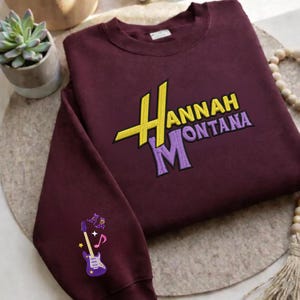 Hannah Montana Besticktes Sweatshirt, Disney Channel Pop Star T-Shirt, Hannah Montana 20-jähriges Jubiläum Merch Bild 3