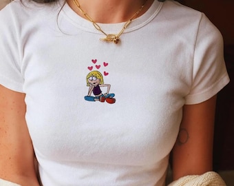 Camiseta de bebé bordada de Lizzie Sweethearts, camiseta bordada de Lizzie McGuire, camiseta de personaje de Disney, bordado para fans de Lizzie McGuire