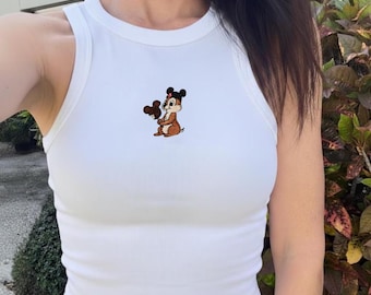Embroidered Disney Chip N Dale Tank Top, Disney Trip Shirt, Disneyland Family Matching Shirt, Disney trip outfit