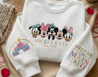 Embroidered Mouse and Friend Sweatshirt, Meet me on Main Street Sweater, Magic Kingdom Shirt, Disneyworld Shirt, Family Disney Trip