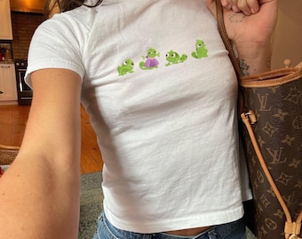 Embroidered Pascal Tangled Baby Tee, Retro Disney Chameleon Sequence Shirt, Vintage Pascal Character Tee, Cute Animated Reptile Art