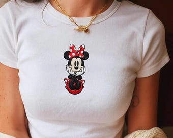 Retro Minnie Maus besticktes Baby T-Shirt, klassisches Minnie Tank Top, Magic Kingdom Shirt, Y2K 90er Jahre Stil Disney besticktes T-Shirt
