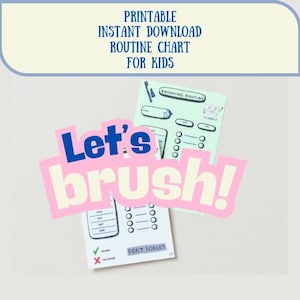 Tabla de cepillado de dientes para niños, rutina matutina/nocturna divertida e interactiva, lista de verificación, registro de higiene bucal imprimible, en 4 colores diferentes