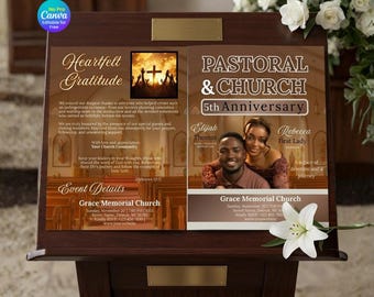 Church Anniversary Program Template, Elegant Canva Design (Instant Digital Download, A4 Size)