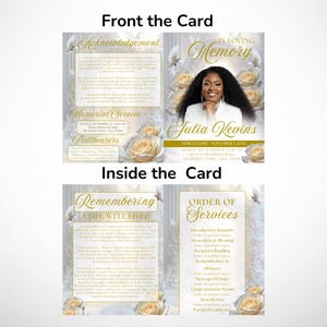 Editable Funeral Program Template, Celebration of Life Design, Obituary Template Canva, Memorial Service Program (Instant Download) image 8