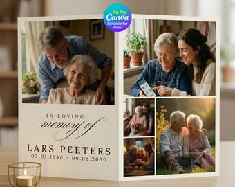8 Page Funeral Program Template, Canva Celebration of Life Program, Editable Obituary Template, Bi-Fold Funeral Program (Instant Download)