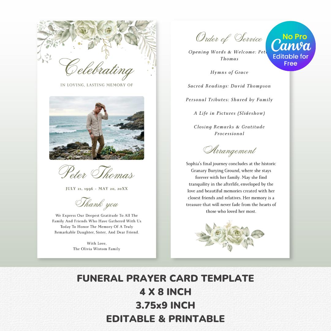 Double-sided Modern Funeral Program Template, Celebration of Life ...
