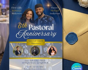 Church Anniversary Program Template, Canva Design (Instant Digital Download, A4 Size)