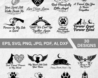 Pacchetto di file SVG commemorativi per animali domestici, disegni per ricordare il Ponte dell'Arcobaleno (download immediato)