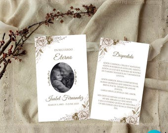 En Memoria Amorosa Funeral Prayer Card Template, Spanish Memorial Card, Obituary (Canva Editable, Instant Download)