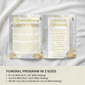 Editable Funeral Program Template, Celebration of Life Design, Obituary Template Canva, Memorial Service Program (Instant Download) image 7