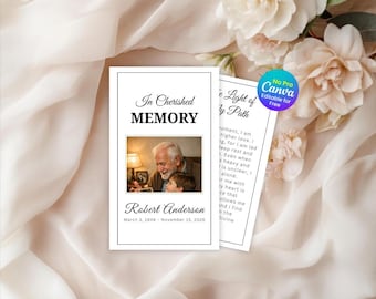 Psalm 23 Funeral Prayer Card Template, Obituary & Celebration of Life (Instant Download)