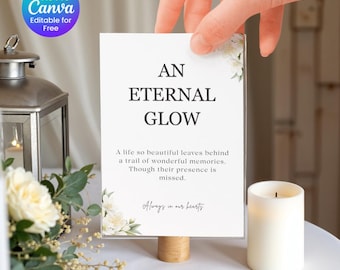 Floral Funeral Poem Sign Template, Celebration of Life Sign, Memorial Poster, Obituary Printable Canva Instant Download