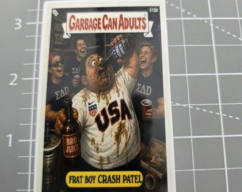 Frat boy Patel Garbage Can Adult, Funny Sticker, Sarcastic sticker, Snarky Humor Sticker, Cash Patel, Dark Humor, Garbage pail kid inspired.