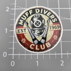 muff divers club, Funny Sticker, Sarcastic Sticker, Snarky Humor Sticker, Hard Hat Sticker, Dark Humor, toolbox sticker.
